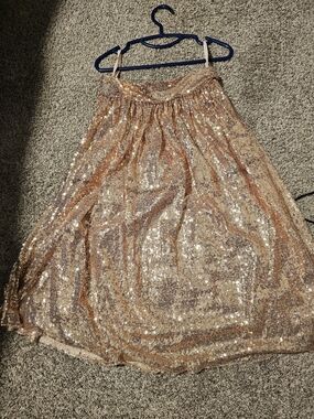 Sequin Circle Skirt in Rose Gold